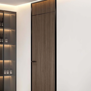 แผ่นฟิล์มเคลือบผงโปรไฟล์ประตูไม้อลูมิเนียมที่มองไม่เห็นสามารถปรับแต่งได้สำหรับใช้ภายในโดยตรง - Product Image 2