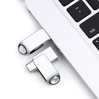 Mini clé USB en métal avec logo personnalisé Clé de stockage USB OTG pivotante pour téléphone avec capacité de 2 Go à 128 Go de type C Boîte d'emballage