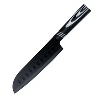 Cuchillo Santoku de Acero Inoxidable Negro Mate con Revestimiento Antiadherente, Cuchillo de Chef Japonés Especialmente Diseñado para Cortar Carne
