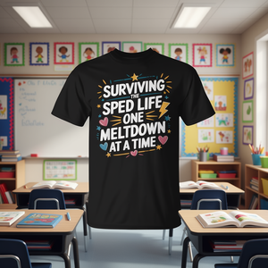 Camiseta para profesores de educación especial Sped Life con diseño One Meltdown At A Time - Product Image 3