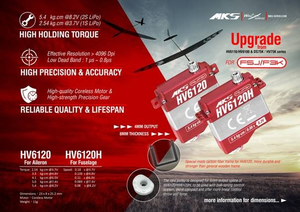 MKS HV6120 ชุดเกียร์ปีกอลูมิเนียมสำหรับโดรน 100 กก. 5.4 กก. ซม. 0.08 วินาที 11.0 กรัม 8 มม. 23 กรัม น้ำหนักบรรทุก UAV - Product Image 5
