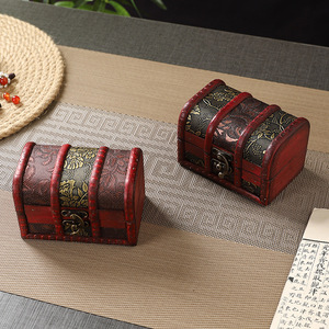 Retro Wooden <b>Storage</b> Box With Handle Flip Lid Decorative Jewelry Treasure <b>Chest</b> For Cosmetics Sundries Headphone Cables - Product Image 4