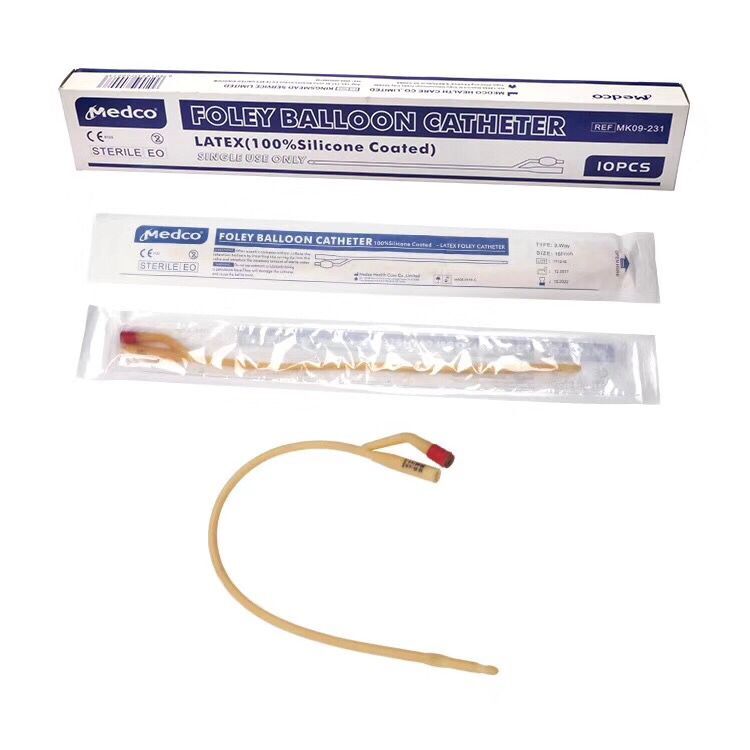 Disposable Medical Supplies All Sizes Sterile 2 Way Latex Suction Foley Ballon Urinary External Catheter