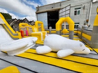 Yuedong Grand Parc d'attractions gonflable à trampoline, avec toboggan, maison de jeu et arche, pour jeux sportifs