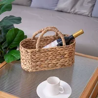 Panier de rangement en jacinthe d'eau tressé à la main avec poignée souple, panier à linge ovale long pour l'organisation de la maison