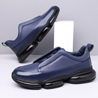 Baskets à enfiler en cuir véritable de qualité supérieure 2026 pour hommes avec semelle moderne épaisse à bulles, chaussures de marche amorties pour un confort tout au long de la journée