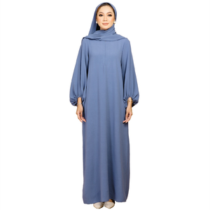 SIPO Eid – robe Abaya pour femmes musulmanes, couleur unie, dubaï, Kaftan rose, Abaya avec manches ballon, vêtements islamiques, Jilbab, 2022 - Product Image 6