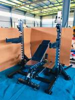Combo Banc de Musculation et Rack de Squat Robuste en Acier pour Compétition de Powerlifting, Station de Presse à Plat et Inclinée pour Salle de Sport Commerciale