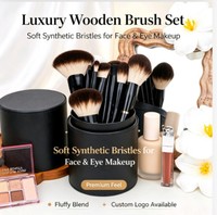 DailyQueen – Nouvel ensemble de 25 pinceaux de maquillage de luxe en bois, poils synthétiques doux, pinceau éventail, anticernes, visage complet, yeux, cosmétiques, format cylindre