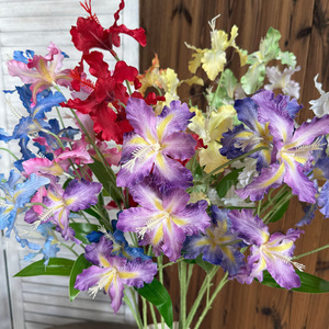 Jinxi Artificial Iris Flowers 6 Heads <b>Silk</b> Flower Wedding Home Decorations - Product Image 3