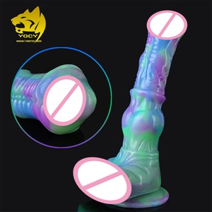 YOCY Dildo de Larga Duración Color Loto, Dildo Monstruoso con Nudo Grande, Dildos de Silicona Líquida con Forma de Pene Animal, Plug Anal, Juguetes Sexuales Vaginales para Mujeres - Product Image 3