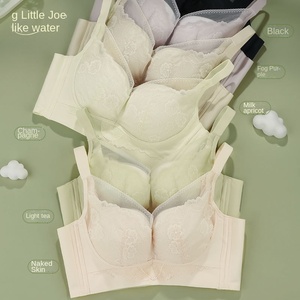 Soutien-gorge push-up floral sans armatures en modal pour <span class=keywords><strong>femme</strong></span>, petite taille, effet push-up, dentelle, maille respirante, sexy, contrôle de la graisse sous les aisselles, réglable - Product Image 3