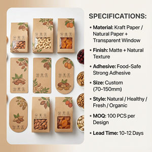 Étiquette personnalisée pour emballage de fruits secs, autocollant en papier kraft auto-adhésif avec icônes nutritionnelles pour sacs de collations - Product Image 3