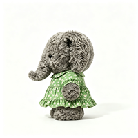 Peluche d'éléphant gris kawaii avec robe à pois verts, peluche douce et moelleuse, cadeau parfait, peluche d'éléphant OEM ODM