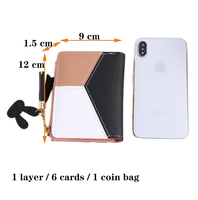 Dompet kulit Mini ramping kustom untuk anak perempuan tempat kartu pendek lucu dengan penutup ritsleting dan fitur RFID murah