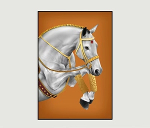 Huamiao gambar seni dinding bingkai kuda, Abstrak mewah dan lukisan porselen kristal mode untuk dekorasi rumah ruang tamu - Product Image 4