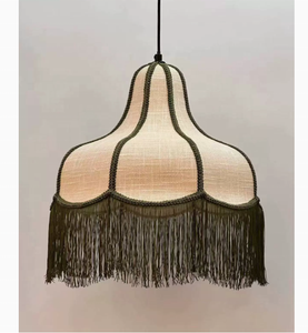 Lampe suspendue vintage classique en tissu à franges, style bohème, pour projets hôteliers - Product Image 1
