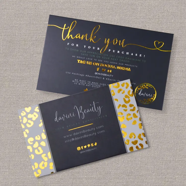 Luxury custom printing embossed 500gsm cotton paper cardboard name business card Luxury Thank You Card For Small Business