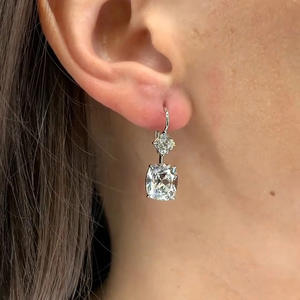 Orecchini E2776 in Oro Bianco con Diamanti Taglio Cushion Colore D Naturali Certificati GIA Gioielli Classici da Donna per Matrimonio - Product Image 6