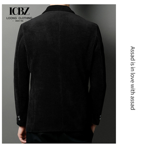 <span class=keywords><strong>Giovane</strong></span> abito singolo di mezza età da <span class=keywords><strong>uomo</strong></span> leggero di lusso Top primavera nuovo stile giacca di velluto dorato Plus Size vestito di velluto a coste - Product Image 6