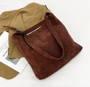 Sac fourre-tout en velours côtelé de grande capacité, couleur unie, écologique, de haute qualité, pour le shopping, vente en gros - Product Image 6