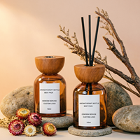 Bouteilles diffuseurs de parfum écologiques 150 ml, personnalisées, en verre, avec couvercle en liège imprimé sérigraphie, pour la maison