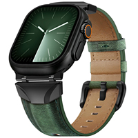 Bandjoy Bracelets de montre en cuir Crazy Horse vintage personnalisés en gros avec connecteur métallique, bracelets de remplacement pour Apple Watch Ultra 4