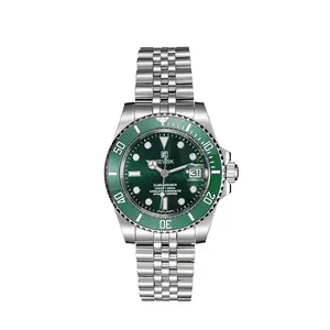 3A 품질 브랜드 기계식 녹색 물 유령 시계 스테인레스 스틸 사파이어 크리스탈 야광 자동 시계