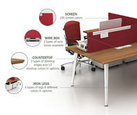 Table de travail d'usine Bureau en forme de L Poste de travail de bureau modulaire extensible en métal contemporain