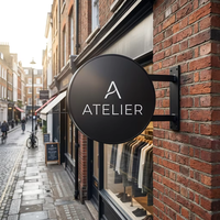 Enseigne publicitaire personnalisée en métal double face en forme de cercle, logo de magasin, enseigne de devanture de magasin, enseigne ronde en métal pour extérieur