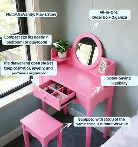 Última Novedad: Mesa de Maquillaje Infantil de Diseño Moderno y Duradero, Set de Tocador de Princesa de MDF con Joyero para Dormitorio - Product Image 5