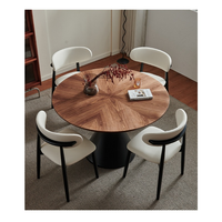 Mesa de Comedor Giratoria Moderna de Estilo Chino para Restaurantes, Fabricada con Madera y Metal Restaurados, Diseño Impermeable