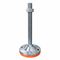 Pied de nivellement monobloc en zinc galvanisé D100*M20*L150/200 avec patin antidérapant en PVC et trou inférieur M20 – Pieds réglables