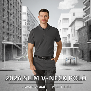 Camiseta de manga corta para hombre, de punto teñido, anti-bolitas, con cuello en V, estilo casual, deportivo, ajustado, con bolsillo, a la moda, Verano 2026 - Product Image 2