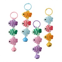 Pendentif poisson en peluche tricoté doux, style campagnard, fait main, coloré, pour sac ou porte-clés, cadeau fantaisie DIY personnalisé
