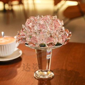 Ramo de Rosas de Cristal, Adorno de Mano, Rosas Rojas y Rosadas, Decoración para Escritorio de Dormitorio, Regalo de San Valentín, Diseño Contemporáneo - Product Image 3