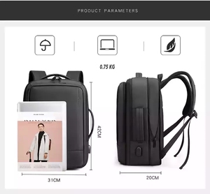 Mochila de Viaje para Hombre de Negocios con Logotipo Personalizado, Simple, Impermeable, con Carga USB, Compartimento para Portátil - Product Image 2