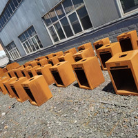 Table de foyer extérieur carrée en acier Corten avec brûleur en acier inoxydable, chauffage pour jardin, patio, cour, taille personnalisable