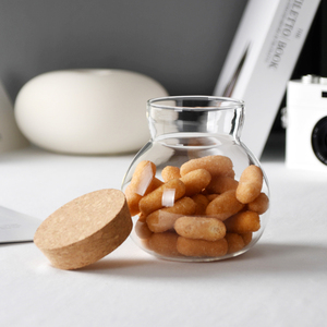 Factory Price O shape Borosilicate Clear Kitchen Spice Glass Storage Jars With Bamboo Lids