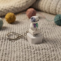 Porte-clés Clavier Sonore Rechargeable 2026 en Forme de Chat Amusant et Mignon, Anti-Stress, avec Lumière LED pour Bijoux Tendance