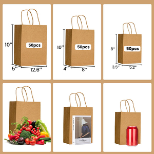 Sac en papier kraft avec logo personnalisé KH Food emballage de frites brun blanc à poignée plate pour la promotion - Product Image 4