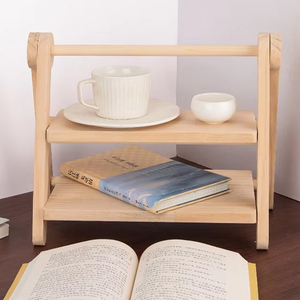 Étagère de bureau en bois à 2 niveaux, support d'affichage autoportant pour la décoration de la maison, du dortoir et de la chambre à coucher - Product Image 2
