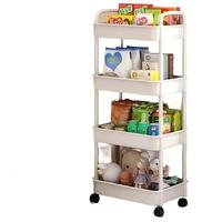 Chariot de rangement roulant compact et durable, écologique, à 4 niveaux, pour condiments de cuisine, collations, articles de toilette de salle de bain