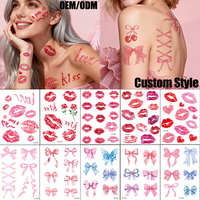 Rouge à lèvres rose imperméable, marque la Saint-Valentin, sexy et sensuel, tatouages temporaires pour femmes, hommes, corps, bras, jambes, visage
