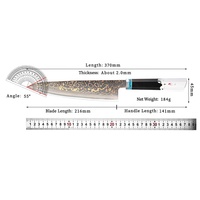 Keenhope Professional Japan Aichi 57-laags koper-messing Damascus staal AUS-10 8 inch koksmes met ebbenhouten hars handvat