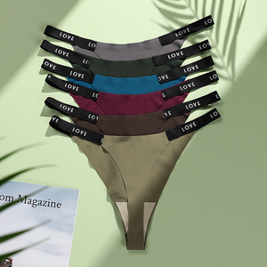 Logo personnalisé, tanga sexy taille basse, <span class=keywords><strong>string</strong></span> respirant, culotte <span class=keywords><strong>invisible</strong></span> sans couture pour femmes - Product Image 4