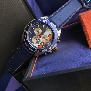 <span class=keywords><strong>Reloj</strong></span> Cronógrafo Deportivo para Hombre TAGs con Diseño de Múltiples Subesferas, Caja de Acero Pulido, Correa de Cuero, Estilo Racing Heuers - Product Image 3