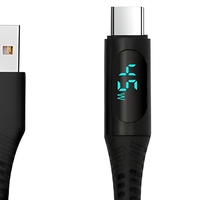 Câble de charge rapide USB C avec affichage LED 6A PD, gaine en PVC pour téléphone, appareil photo, câble de données Type C