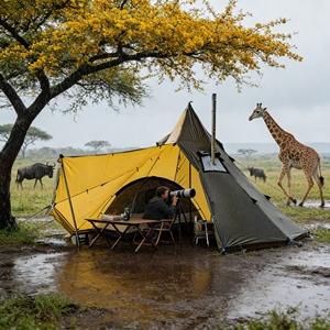 Tienda de Campaña Piramidal Profesional de Lujo para Invierno, Tienda de Campaña de Lona con Orificio para Estufa para Acampar y Glamping - Product Image 1