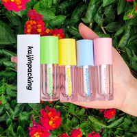 Tubes de rouge à lèvres roses, contenants vides pour gloss avec grande brosse, tubes de gloss personnalisables avec logo, tubes de gloss blancs et noirs